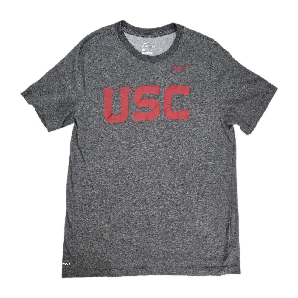 Nike DriFit USC Trojans Short Sleeve T Shirt Mens Medium Gray